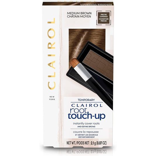 Clairol Root Touch-Up Temporary Concealing Powder Medium Brown front view packaged box