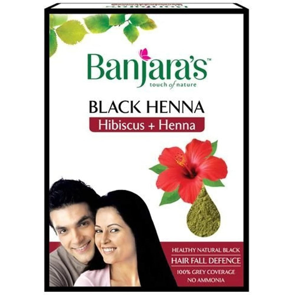 Banjara's Black Henna with Hibiscus natural hair color front view