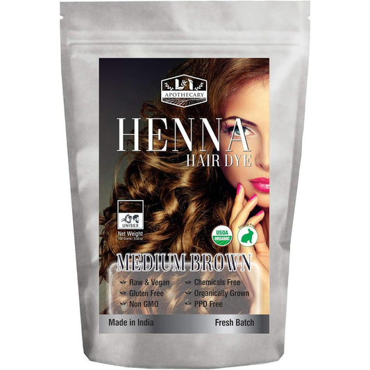 L&I Apothecary Organic Medium Brown Henna Hair Dye front package view