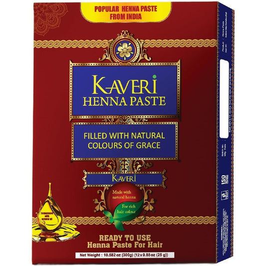 Kaveri Ready to Use Henna Cones 12 Pack front view showcasing original packaging for temporary tattoos.