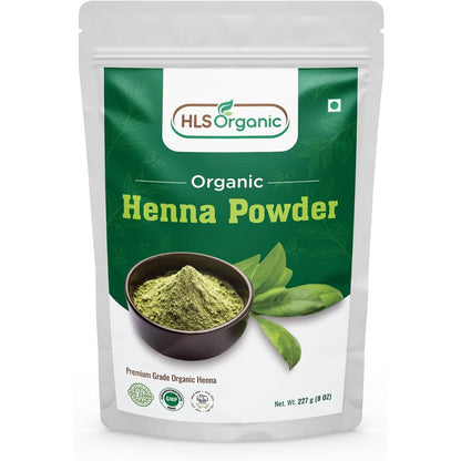 HLS Organic Henna Powder front view premium resealable pouch for natural hair coloring