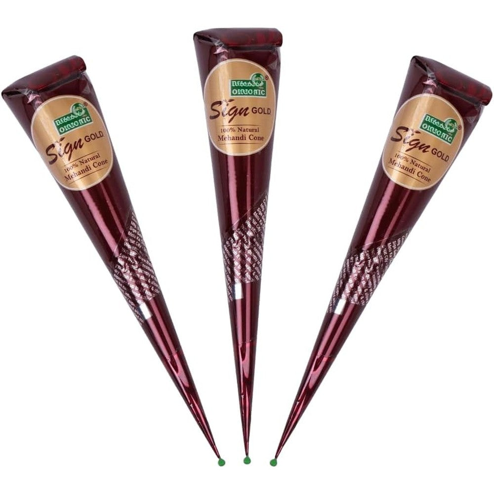 Hiredit Sign Gold natural henna hair color paste cones front view for organic grey coverage