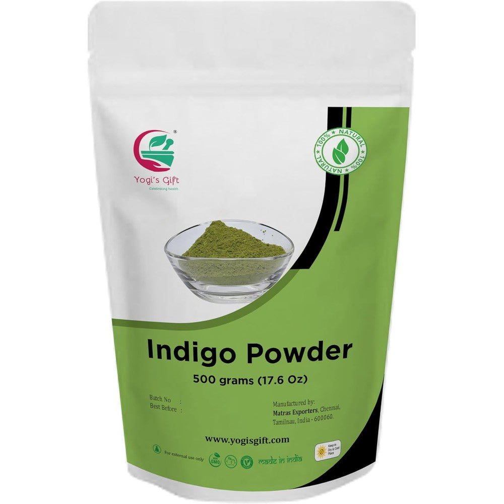 Yogi's Gift Organic Indigo Powder 500 grams front view package of natural hair color dye