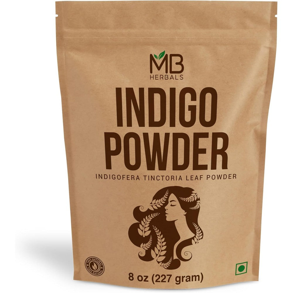 MB Herbals Pure Indigo Leaf Powder 227 Grams front view packaging