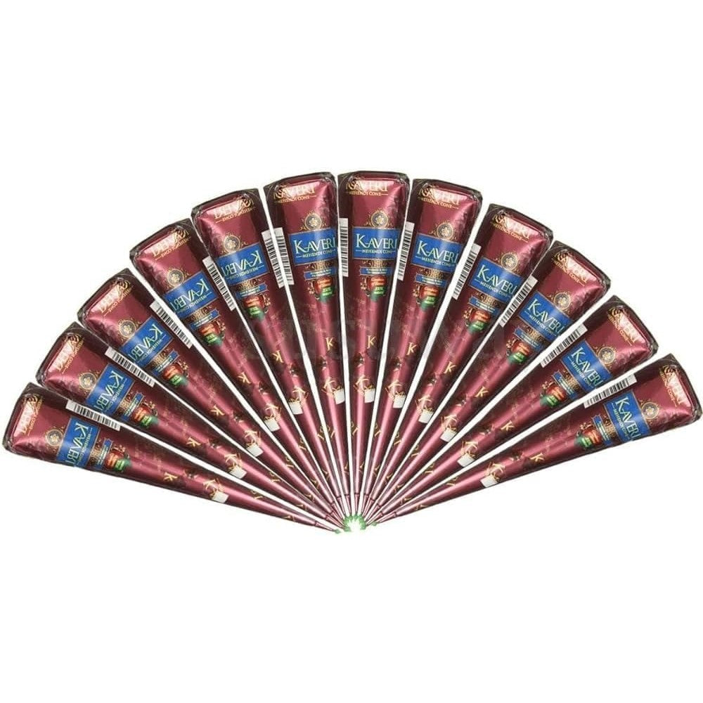 Zenia 12 Pack Natural Ready to Use Henna Paste Hair Color Cones front view packaging