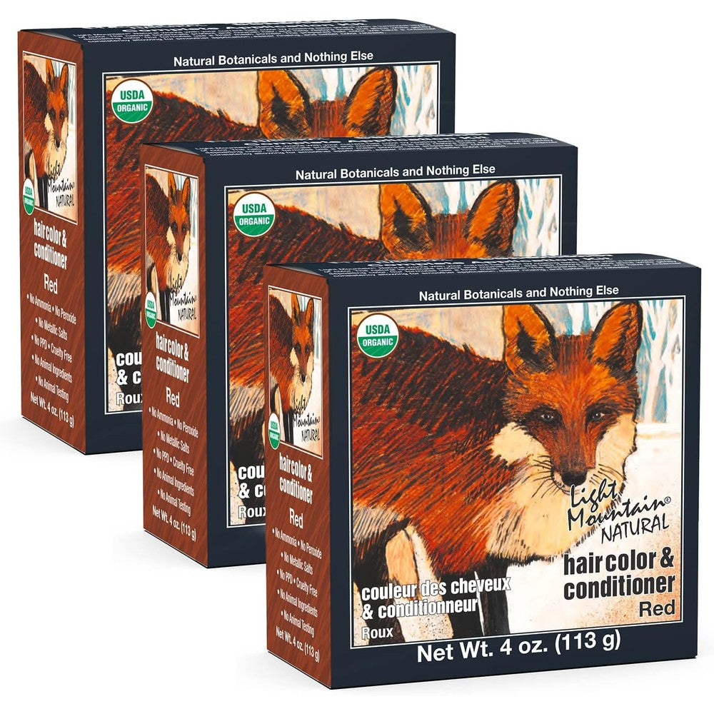 Light Mountain Henna Hair Color and Conditioner Red front view box