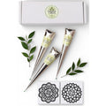 Organic Leaves natural henna cones three pack front view showcasing premium packaging box