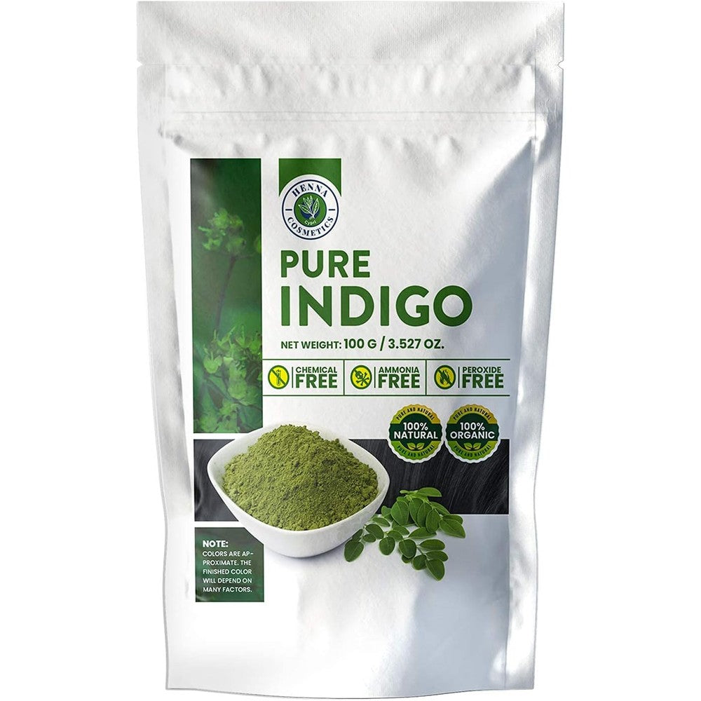 Henna Cosmetics Cypri Indigo Powder 100g front view packaging showing organic hair dye branding