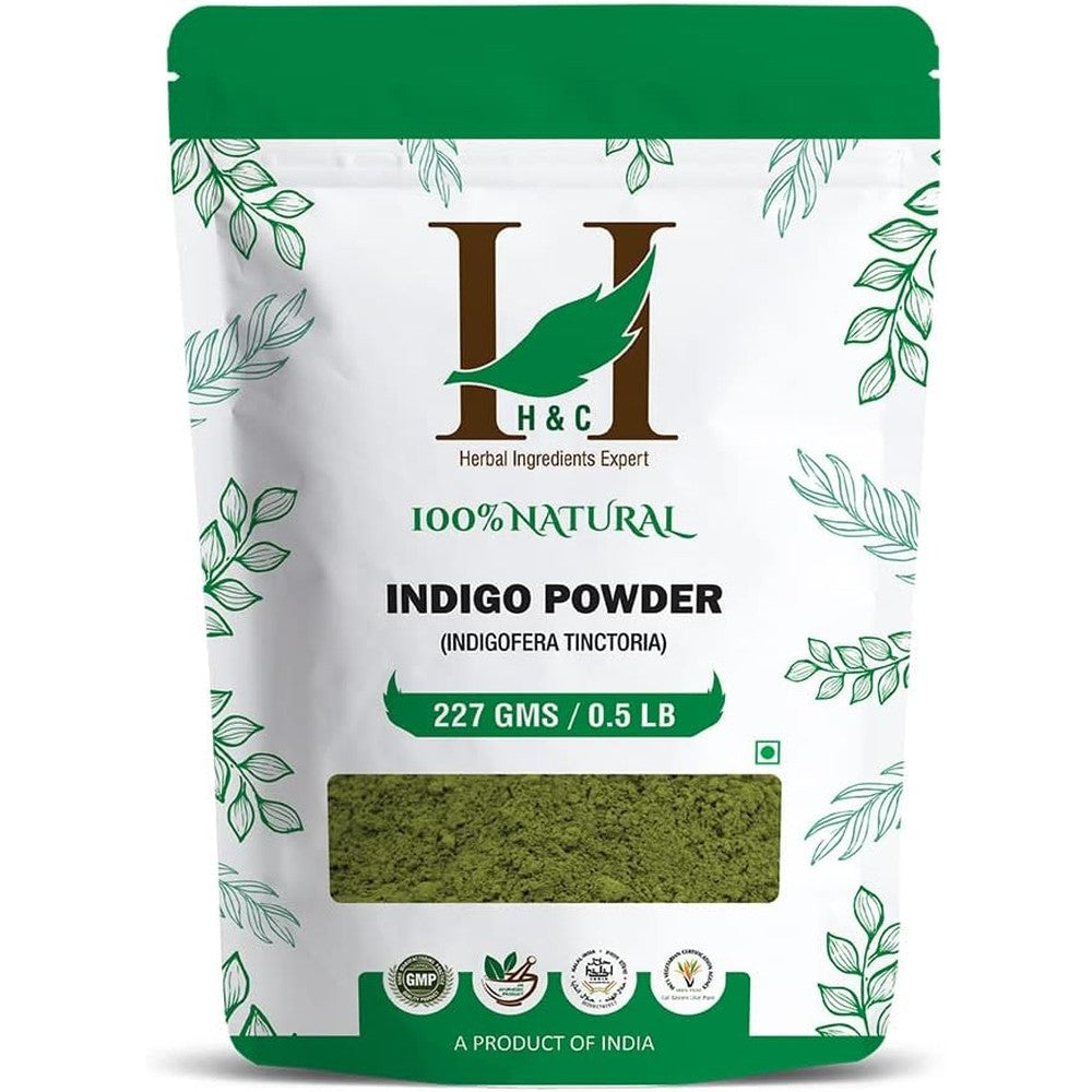 H&C Herbal Ingredients Expert Natural Indigo Powder front view packaging of 227 grams hair colorant