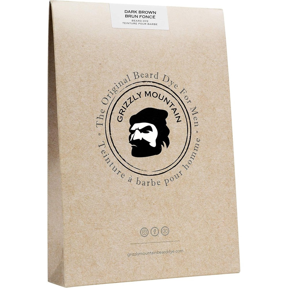 Grizzly Mountain Beard Dye Organic Dark Brown packaging front view