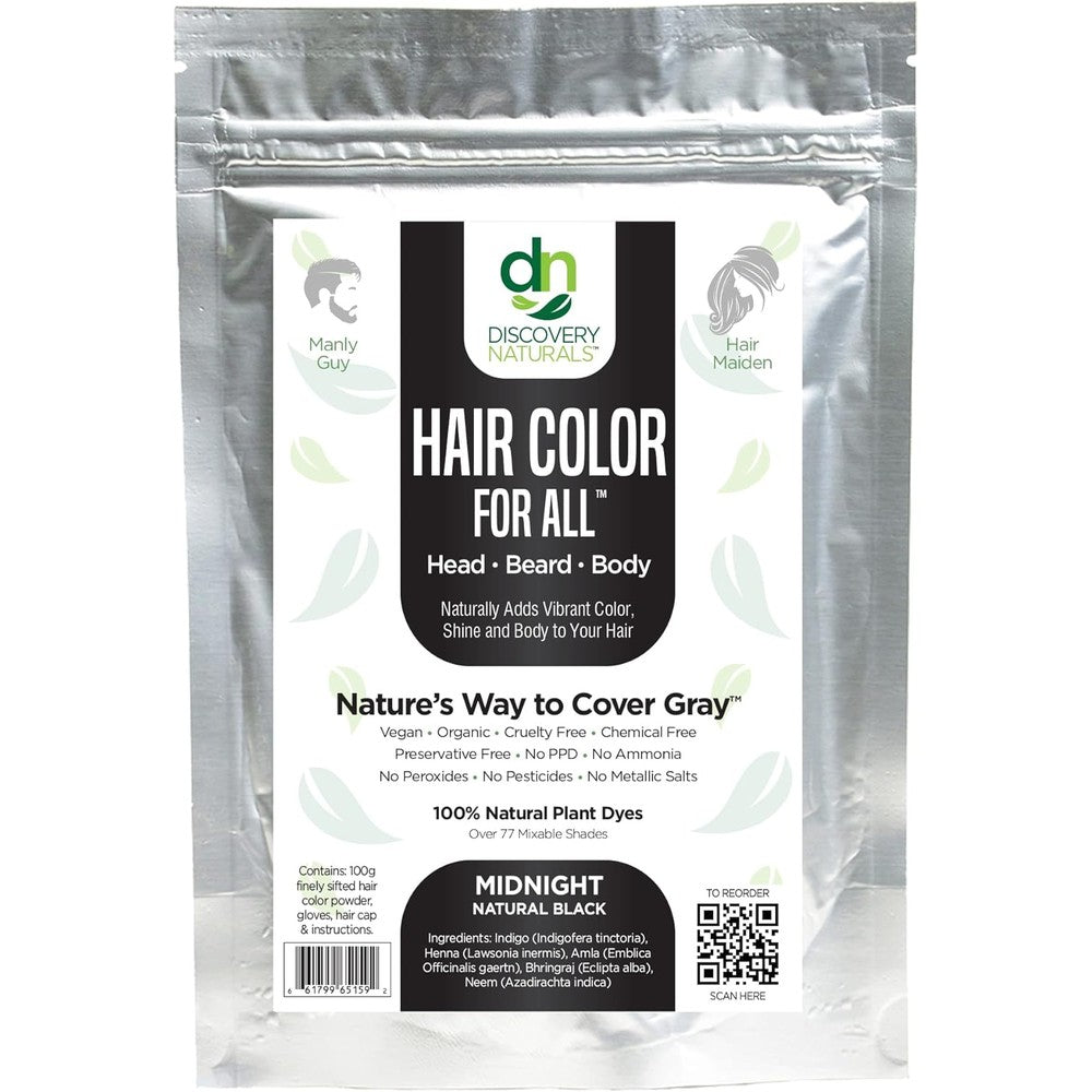 Discovery Naturals Midnight Natural Black Henna Hair Color Kit front view
