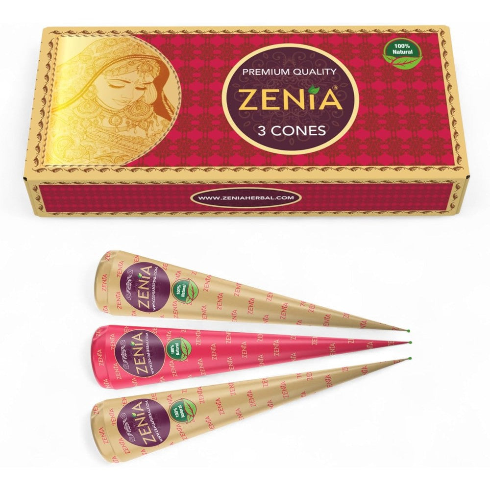 Zenia natural henna hair color paste cones front view packaging