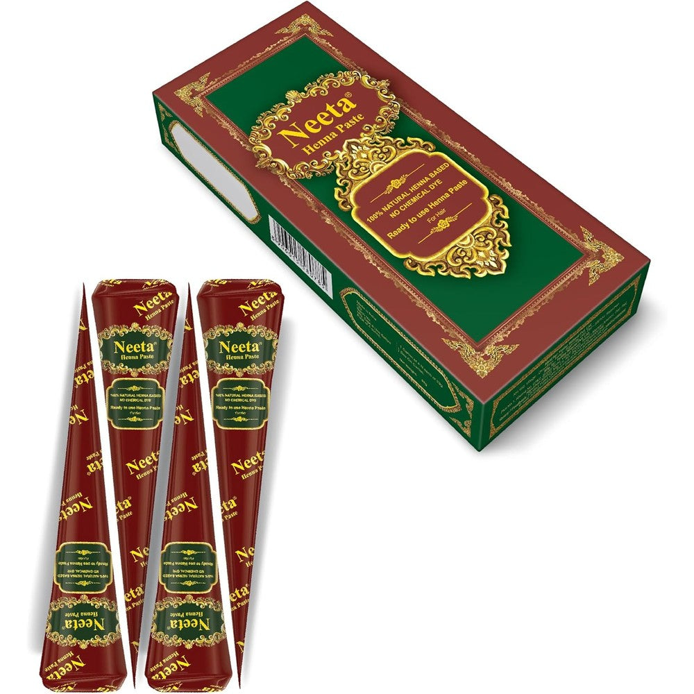Neeta natural henna cones pack of four front view for gray hair coverage