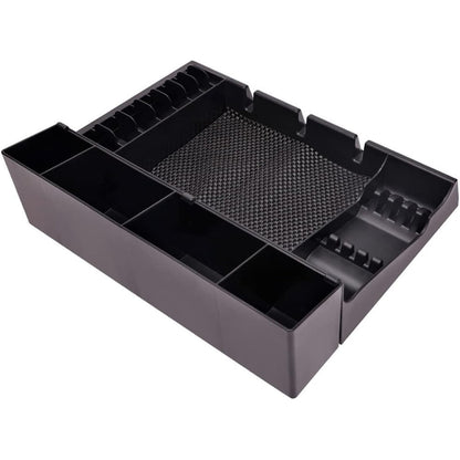 Broleo Merryhapy professional barber clipper tray front view showing four trimmer slots in premium black plastic.