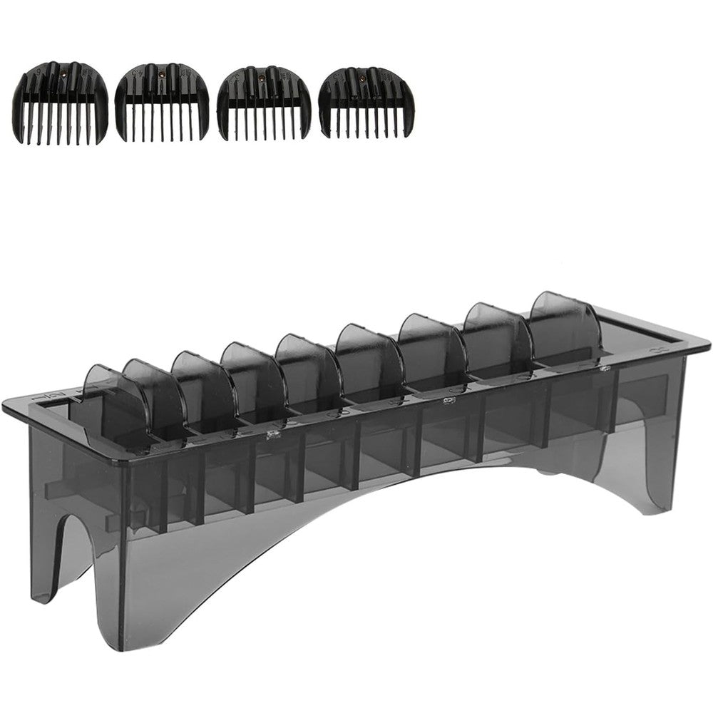 Luxylei 10 slot clipper comb holder front view showing empty black plastic storage compartments