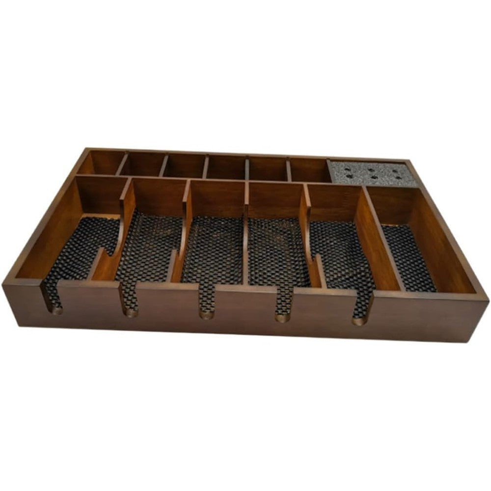 PLAFOPE wooden hair clipper storage rack front view showcasing barber tools organization slots