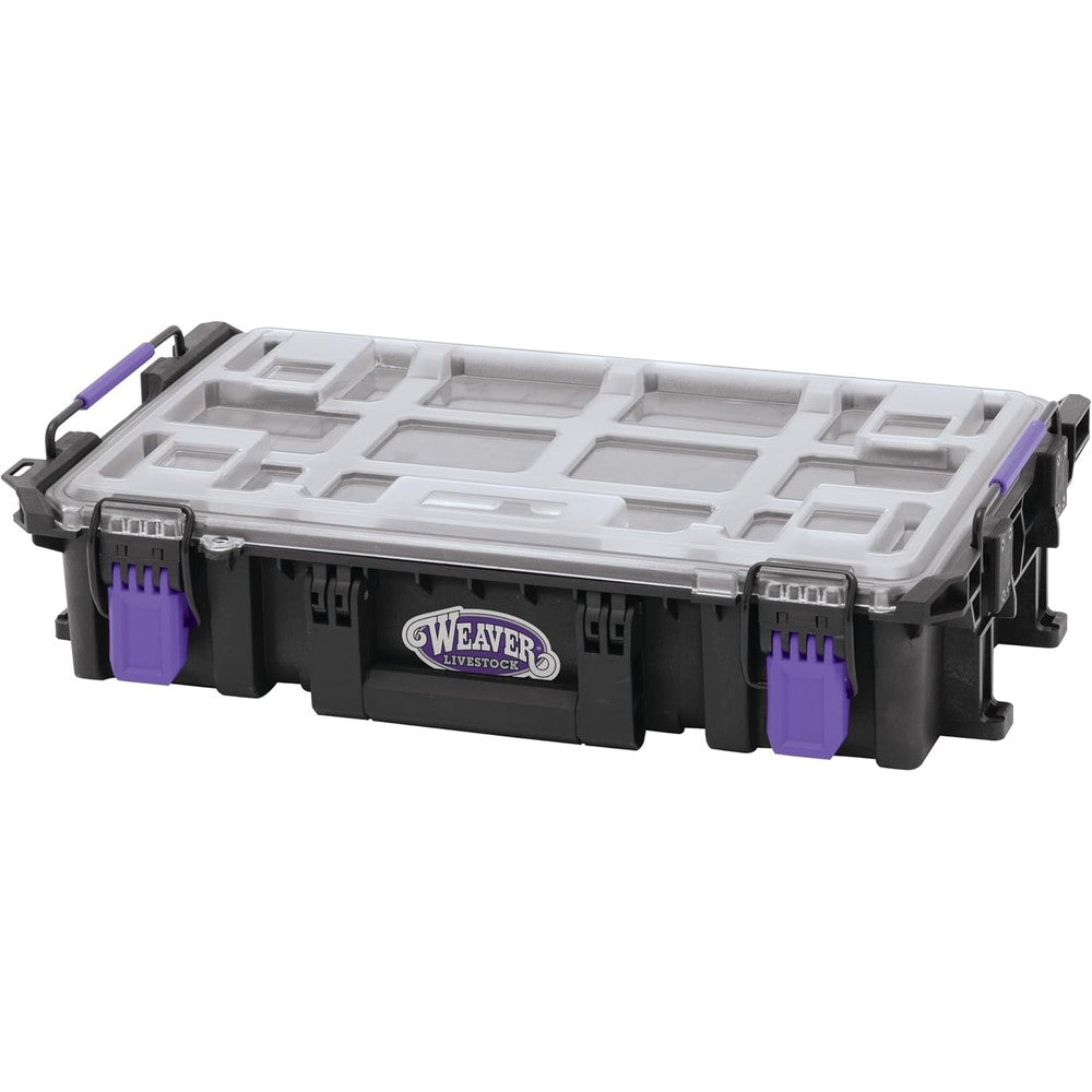 Weaver Livestock Load Up Showbox Clipper Case front view showcasing impact resistant plastic exterior