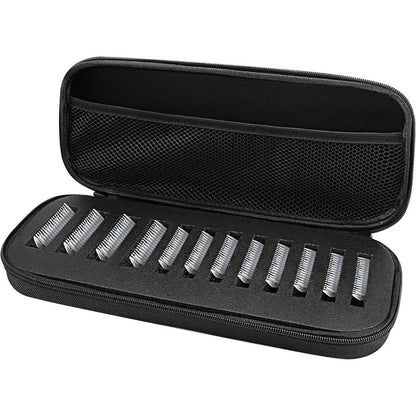 Linkidea 8 blade travel case front view showing the sleek black hard EVA protective outer shell.