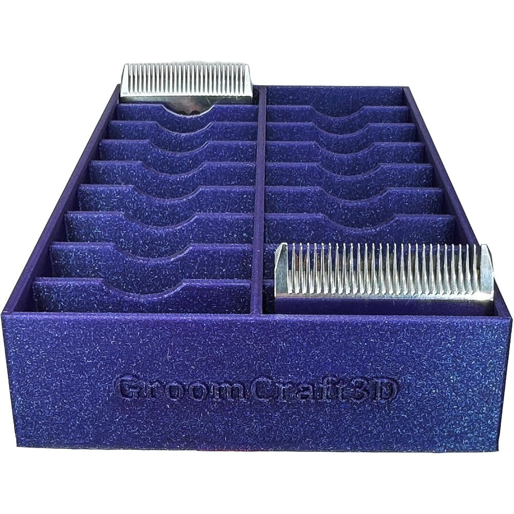 GroomCraft3D Clipper Blade Storage Tray in Galaxy Purple front view professional grooming station organizer