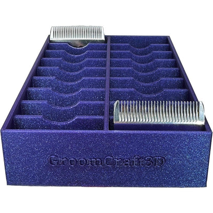 GroomCraft3D Clipper Blade Storage Tray in Galaxy Purple front view professional grooming station organizer