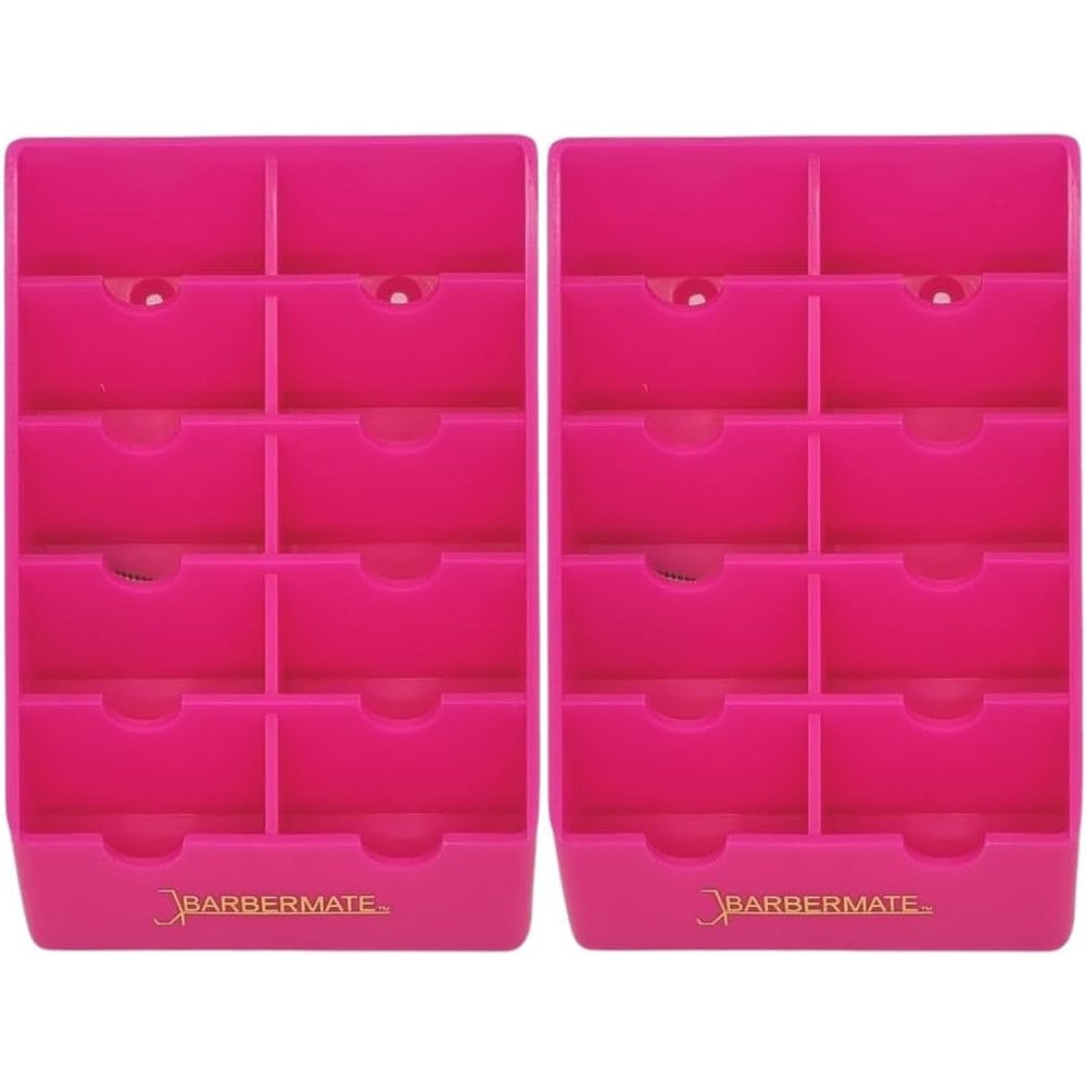 BarberMate pink clipper blade rack front view professional storage tray