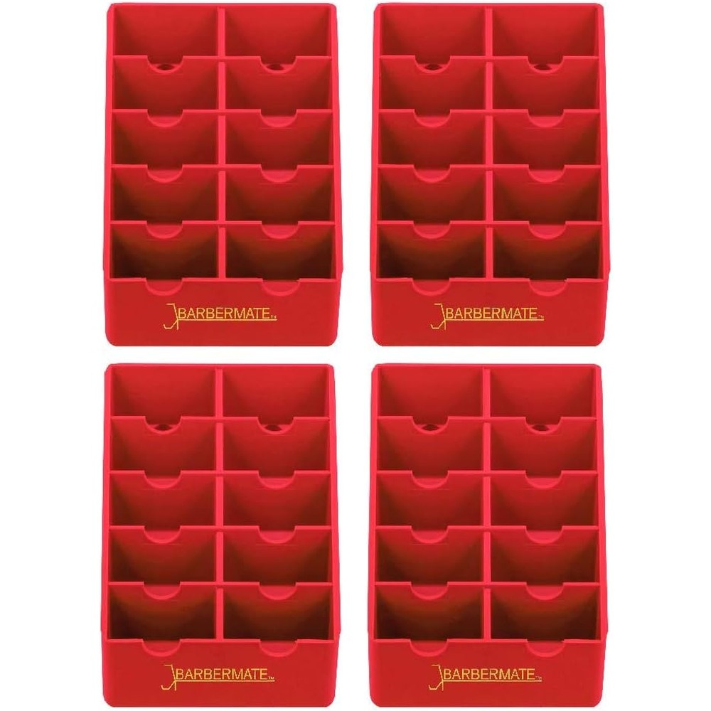 BarberMate Blade Rack Storage Tray front view showing ten individual slots for professional clipper blade organization.