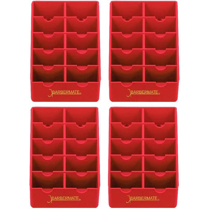 BarberMate Blade Rack Storage Tray front view showing ten individual slots for professional clipper blade organization.