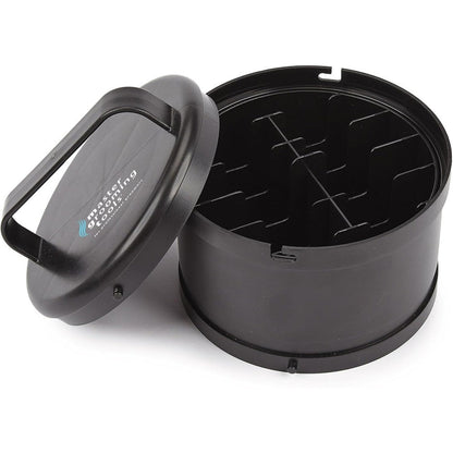 Master Grooming Tools Blade Wash Caddy front view showing black impact-resistant exterior case for professional clipper maintenance.