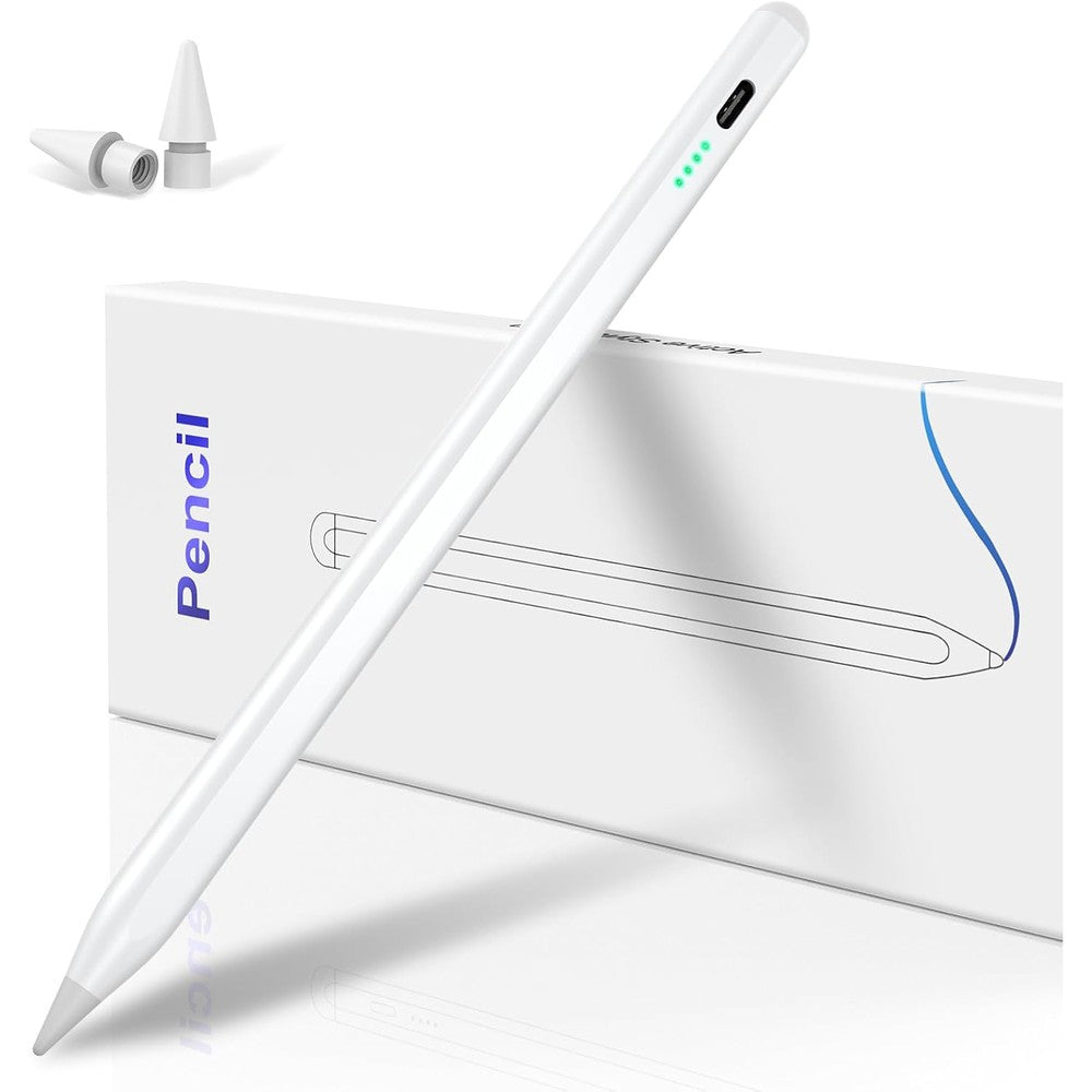 VivaEase stylus pen for iPad front view highlighting the white aluminum body design