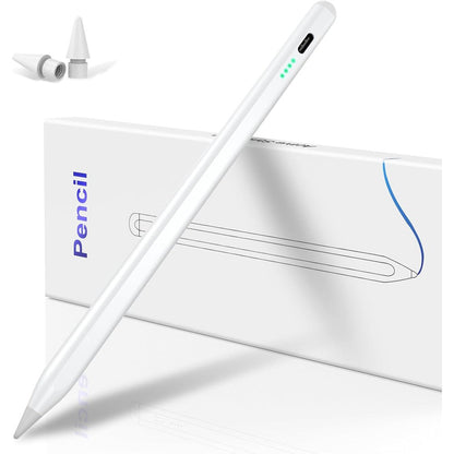 VivaEase stylus pen for iPad front view highlighting the white aluminum body design