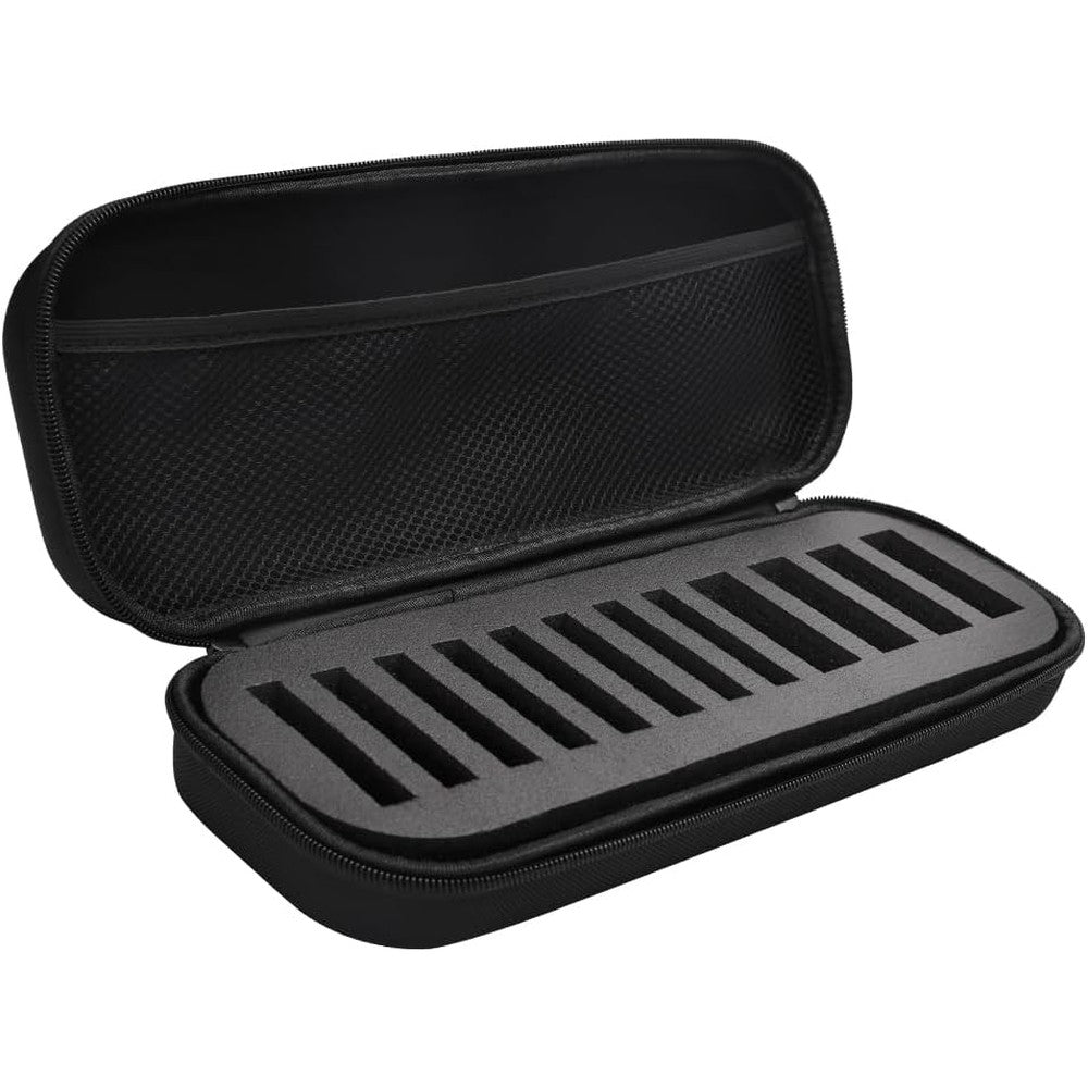 ZIBARBER hair clipper guard blade holder case front view showing gray hard shell exterior and shoulder strap.