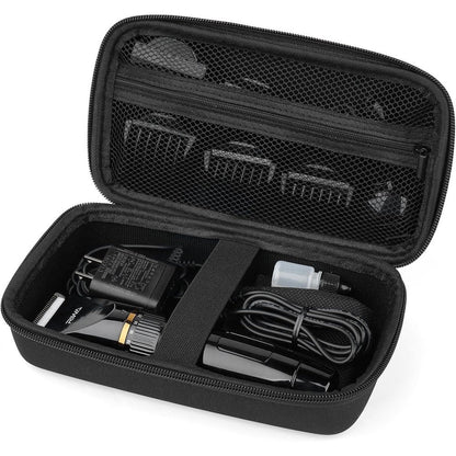 AMSAMOTION hard hair clipper travel storage case front view showing black protective exterior.