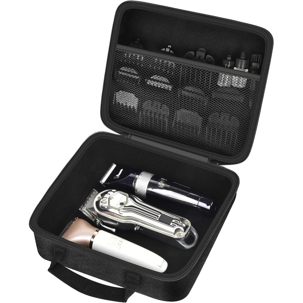 Caseling barber accessories bag front view showing durable black hard shell exterior travel organizer