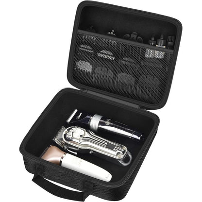 Caseling barber accessories bag front view showing durable black hard shell exterior travel organizer