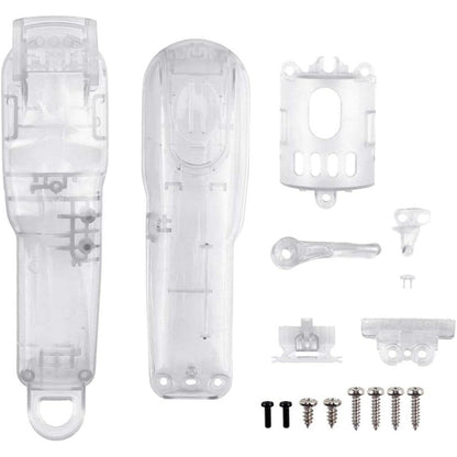 Generic transparent hair clipper case full body front view highlighting clear shell design.