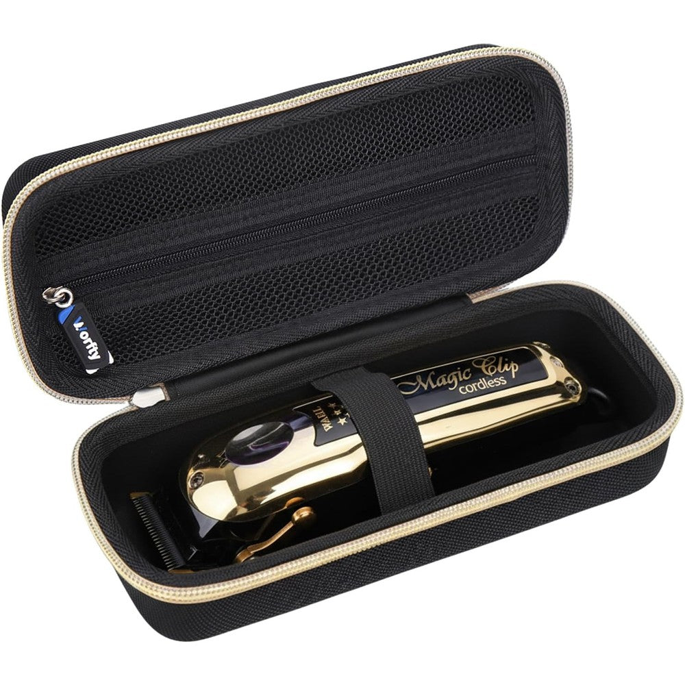 Worfty professional clipper case front view showcasing sleek black shockproof exterior shell.