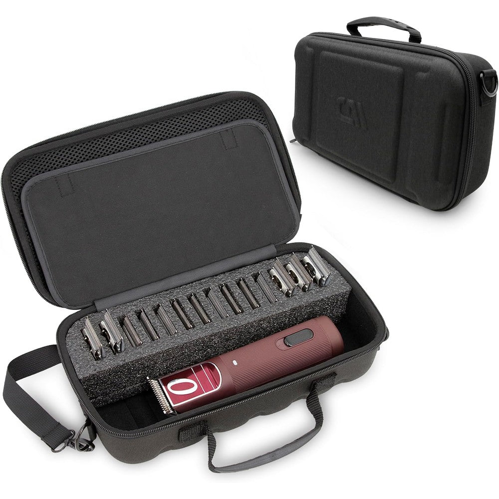 CASEMATIX hair clipper guard blade holder case front view showing black hard shell exterior