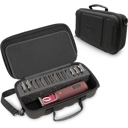 CASEMATIX hair clipper guard blade holder case front view showing black hard shell exterior