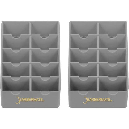 BarberMate blade rack storage tray gray pack of two front view professional salon organizer