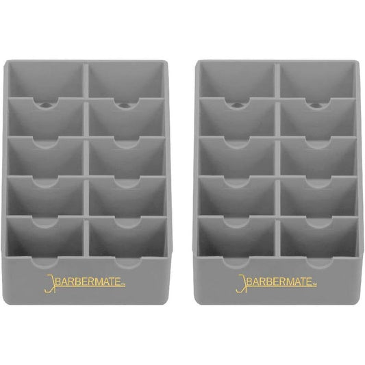 BarberMate blade rack storage tray gray pack of two front view professional salon organizer