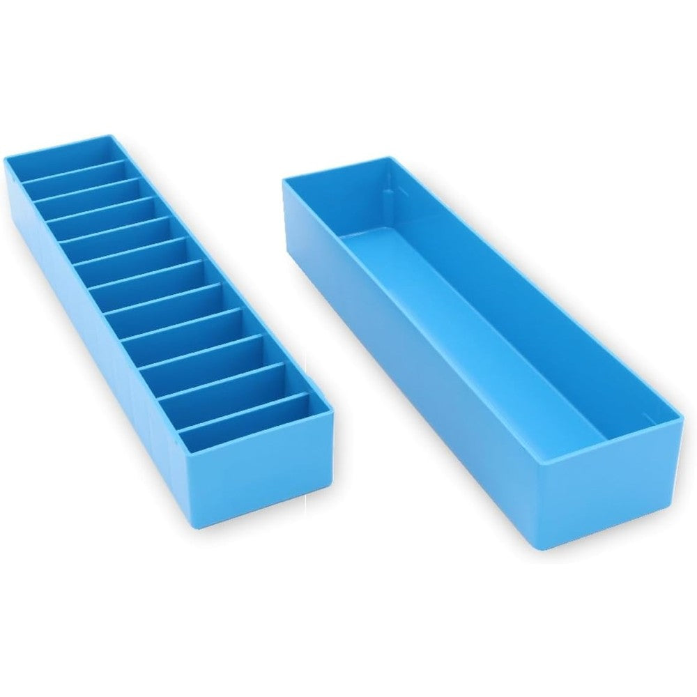 Laube Wide Mini Blade Case Organizer front view showing the blue twelve slot professional clipper blade caddy
