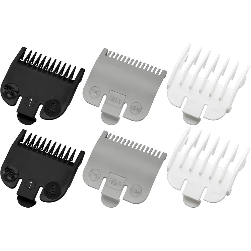 LAVEST 6 piece clipper guard set front view showing premium black nylon attachment combs.