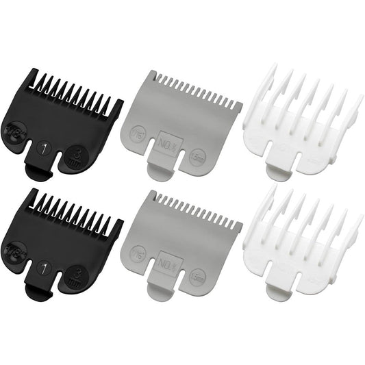 LAVEST 6 piece clipper guard set front view showing premium black nylon attachment combs.
