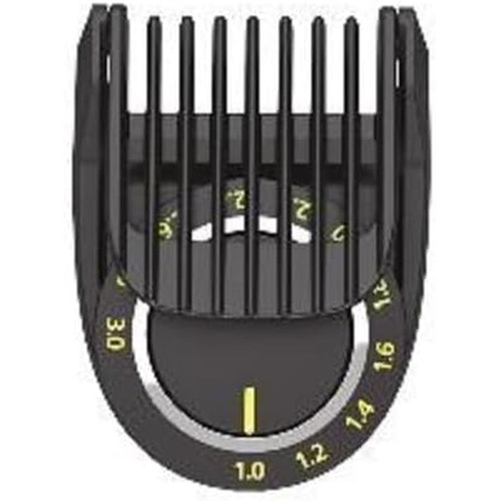 Philips Norelco replacement adjustable precision comb front view showing length settings dial