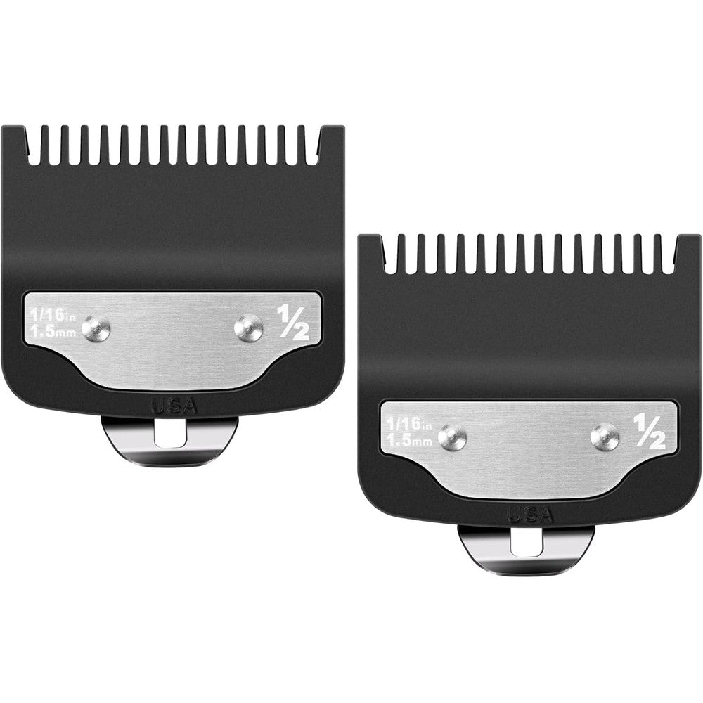 HCLSY replacement one half wahl clipper guards set front view displaying the two pack premium metal clips