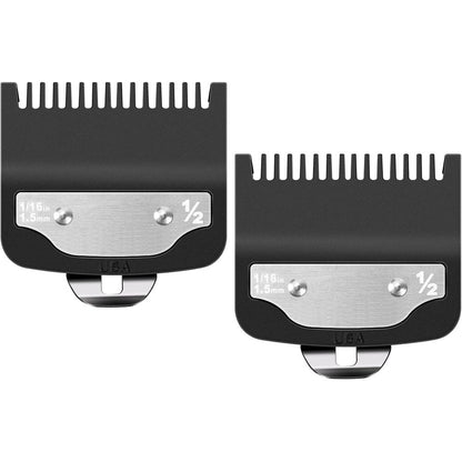 HCLSY replacement one half wahl clipper guards set front view displaying the two pack premium metal clips