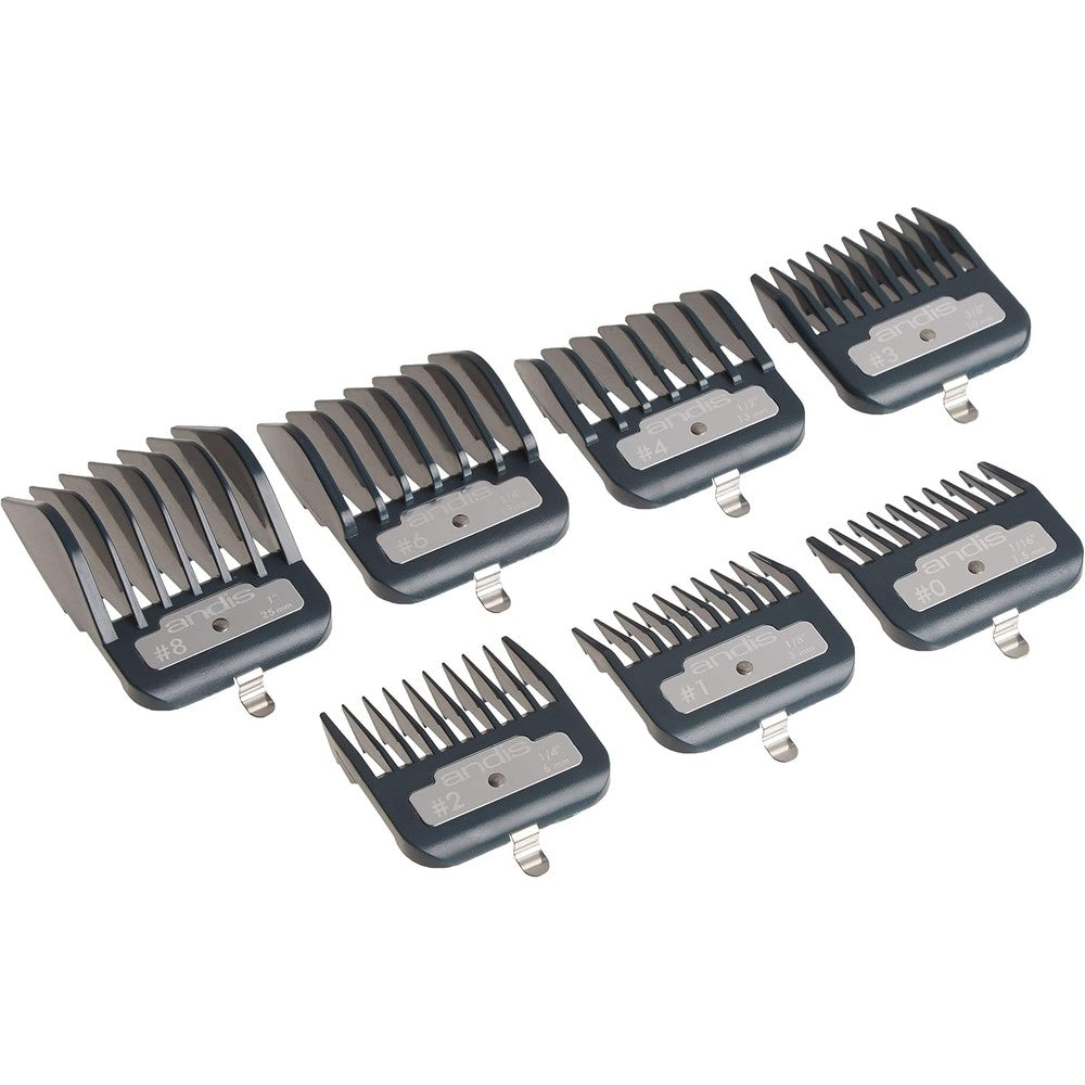 Andis Master Series Premium Metal Hair Clipper Attachment Comb Set front view