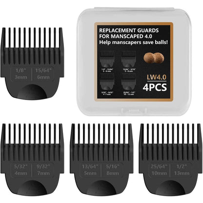 Stovast 4 pack guards for manscaped lawn mower 4.0 showing the four individual guide combs in front view.
