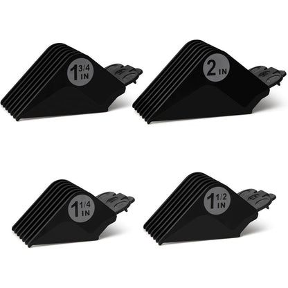 LAVEST extra long hair clipper guards set front view showcasing the four black replacement guide combs