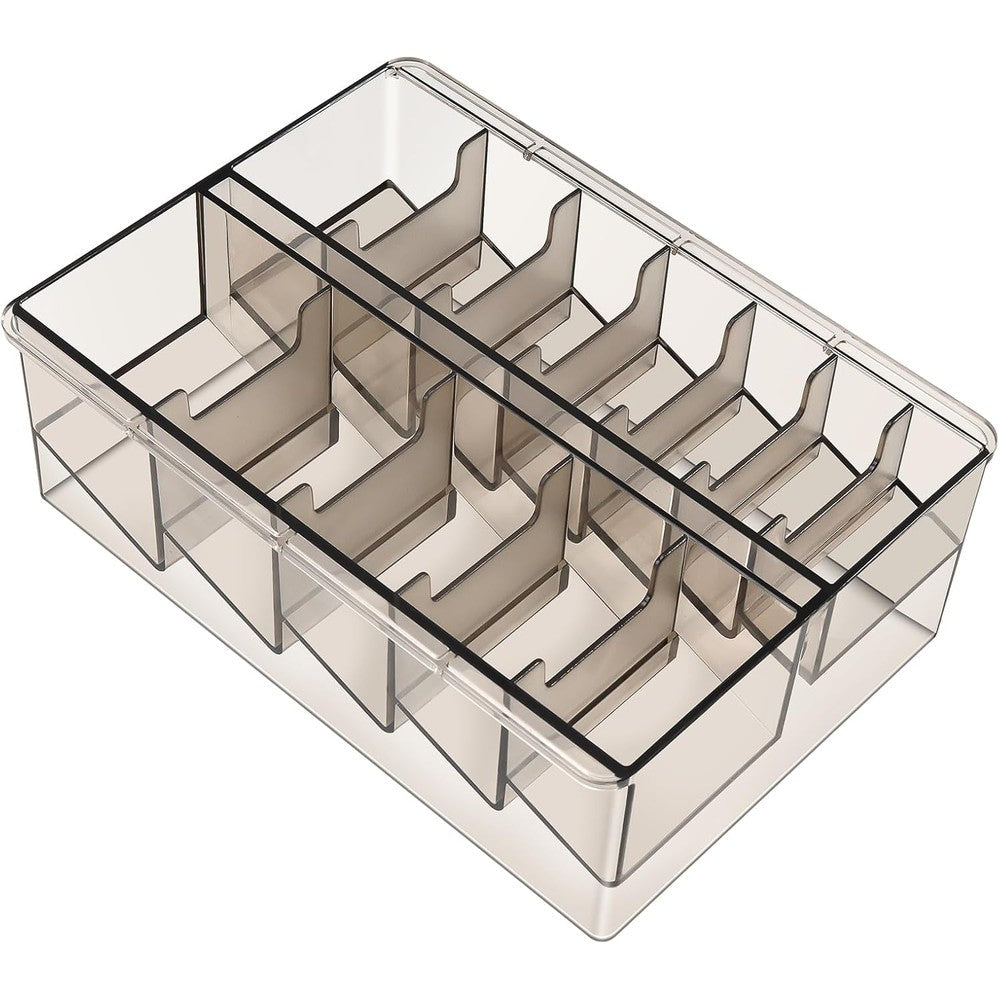 Perfitech clipper guard holder organizer front view showing twelve empty transparent slots
